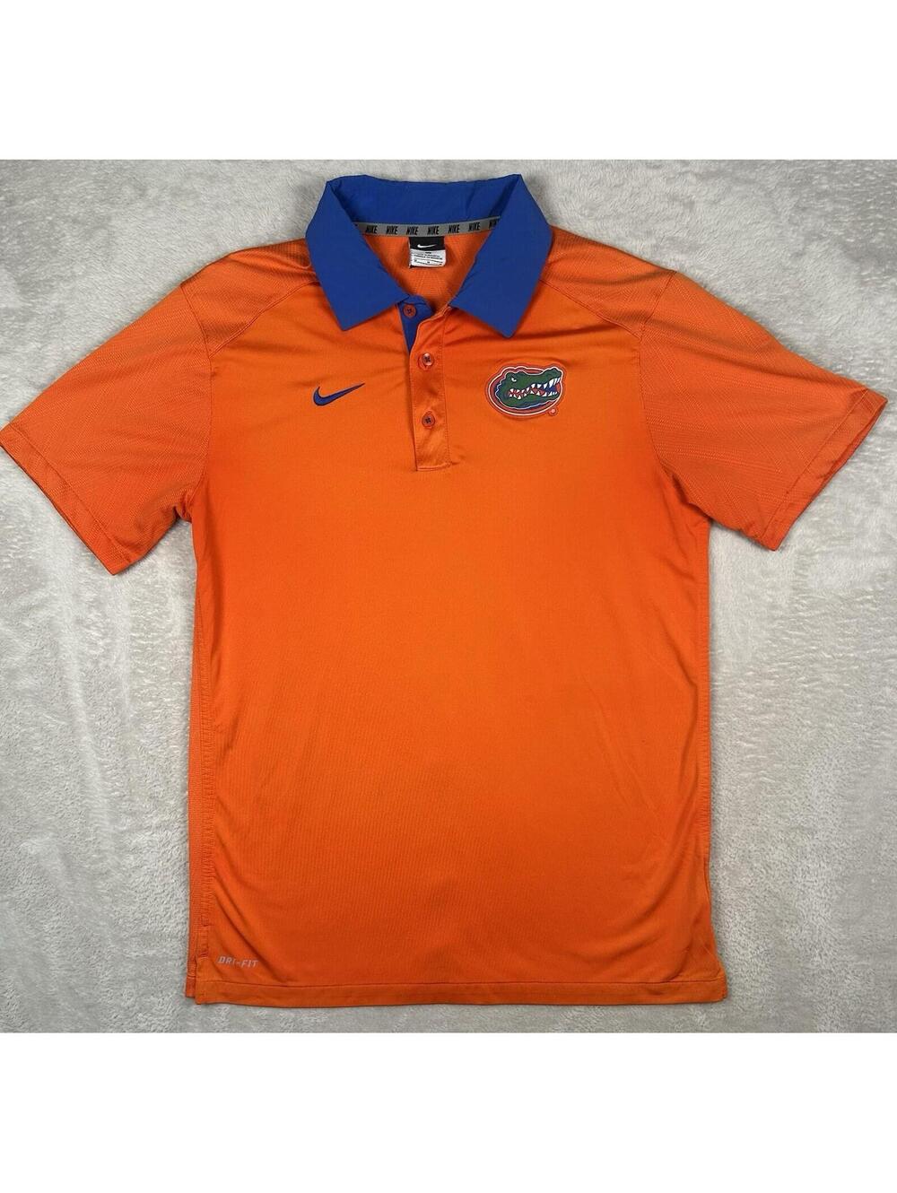Vintage Nike Dri Fit Florida Gators Polo Shirt Orange Mens Medium M